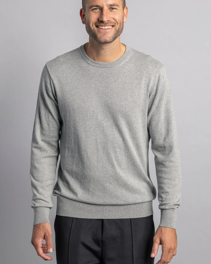 DIRTS Herren vegan Pullover Classic Knit Crewneck Grau Melange