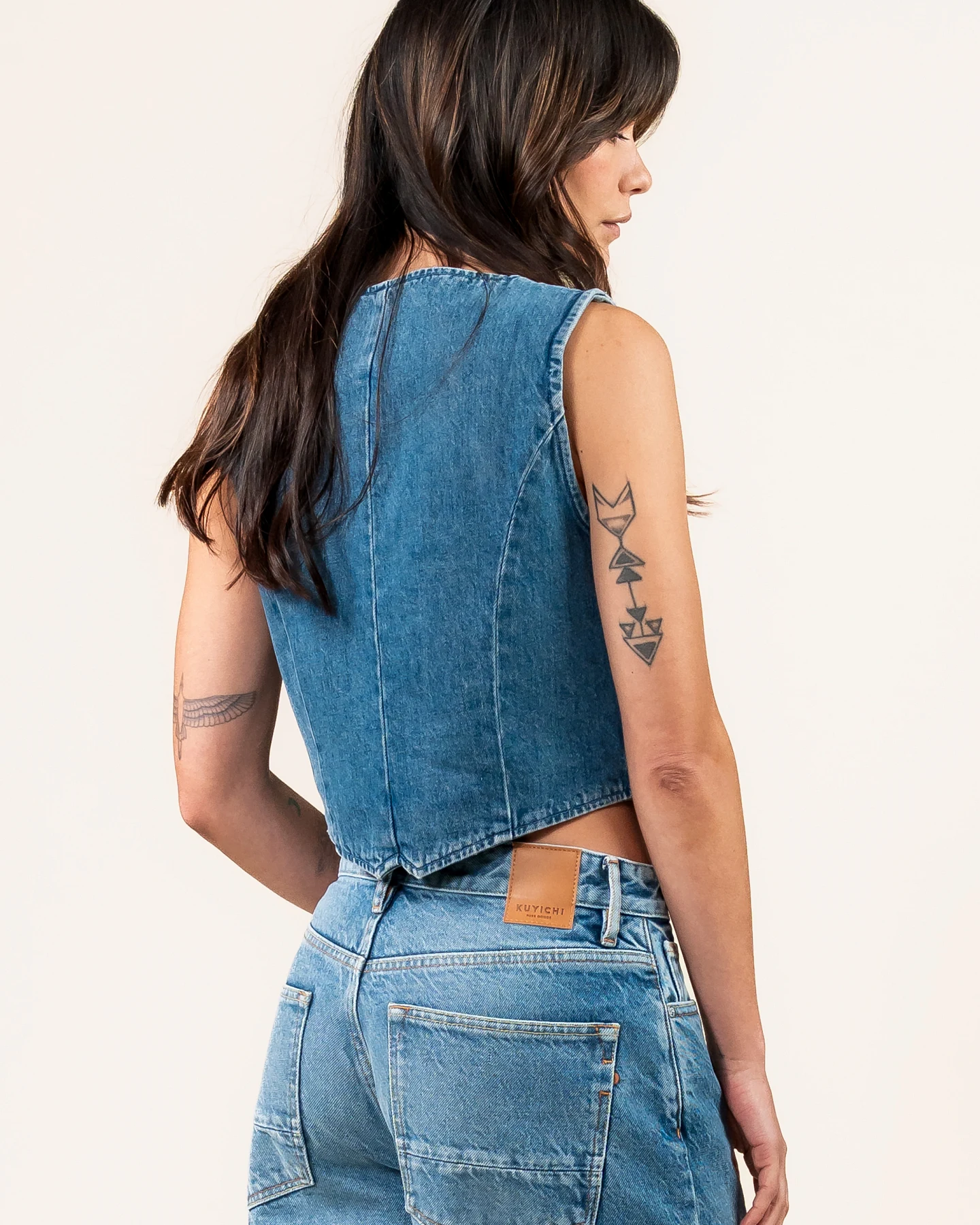 Kuyichi Damen vegan Gilet Mia Denim Blau – Ansicht 2