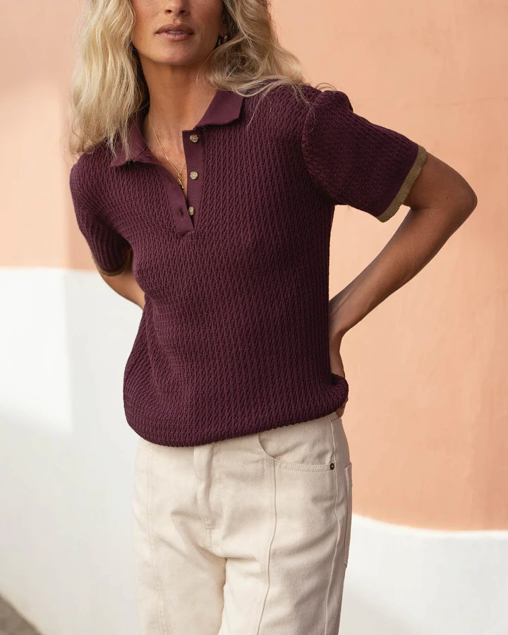 Näz Damen vegan Polo Lilly Aubergine Lila