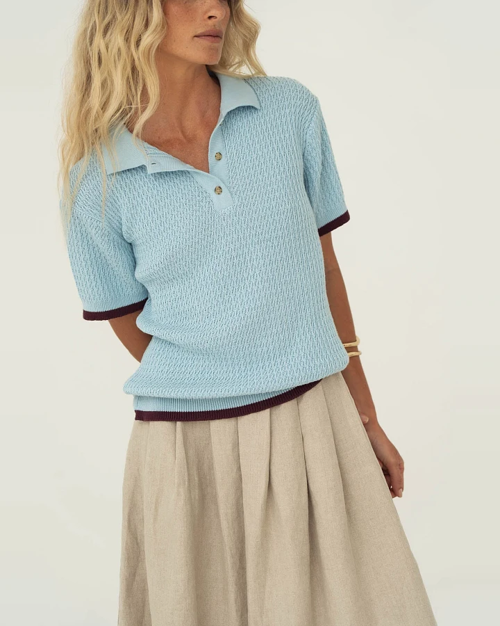 Näz Damen vegan Polo Lilly Hellblau