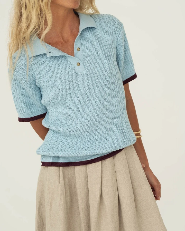 Näz Damen vegan Polo Lilly Hellblau