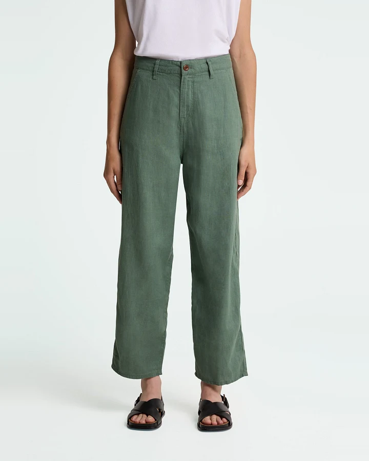 Kings of Indigo Damen vegan Hose Leila Dunkel Waldgrün