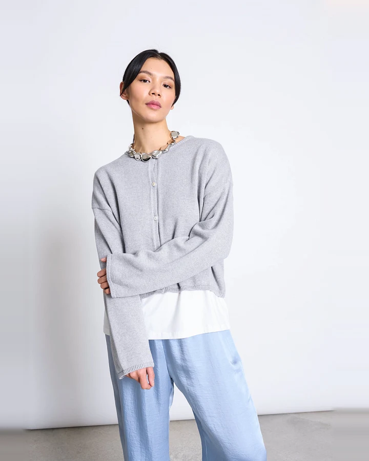 JAN 'N JUNE Damen vegan Strickjacke Light Asas Grey