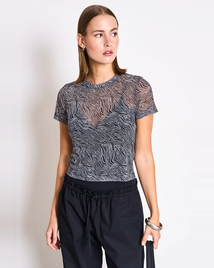 JAN 'N JUNE Damen vegan T-Shirt Mesh Evie Zebra Print
