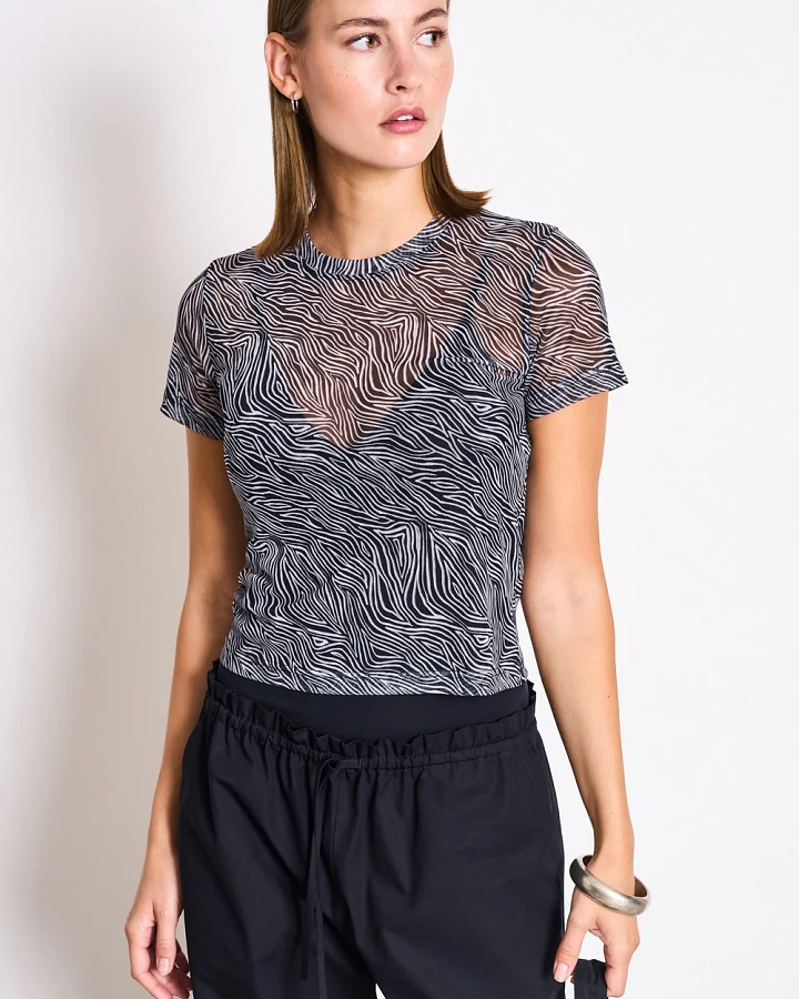JAN 'N JUNE Damen vegan T-Shirt Mesh Evie Zebra Print