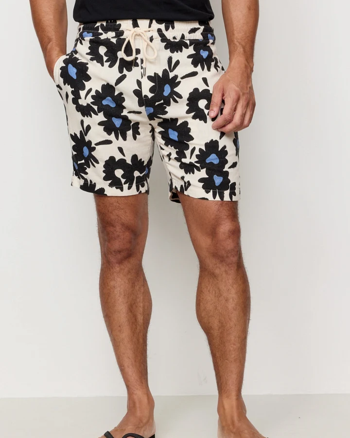 Recolution Herren vegan Shorts Curry Bloom Electric Blue