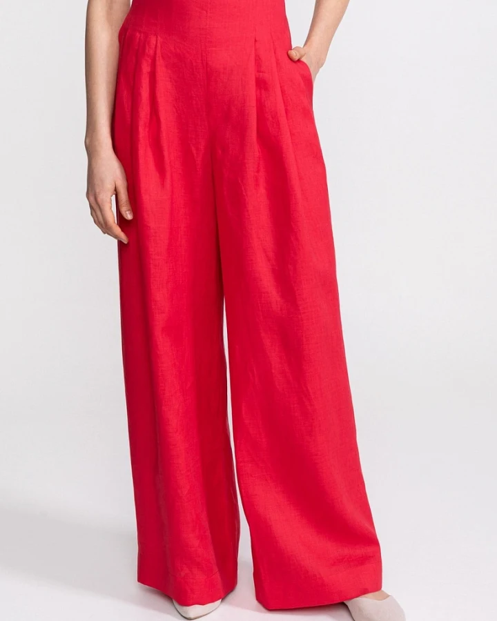De IONESCU Damen vegan Hose Hohe Taille Deva Rot