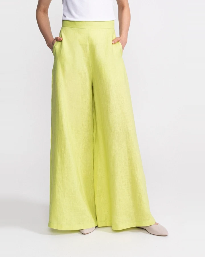 De IONESCU Damen vegan Hose Palazzo Leinen Pistazie Grün