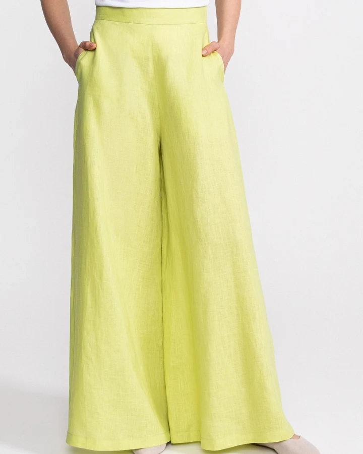 De IONESCU Damen vegan Hose Palazzo Leinen Pistazie Grün