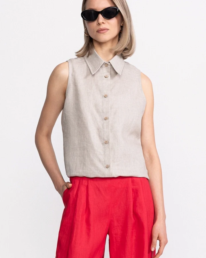 De IONESCU Damen vegan Ärmelloses Shirt Bârsana Beige