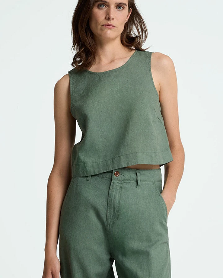 Kings of Indigo Damen vegan Top Belle Dunkles Waldgrün