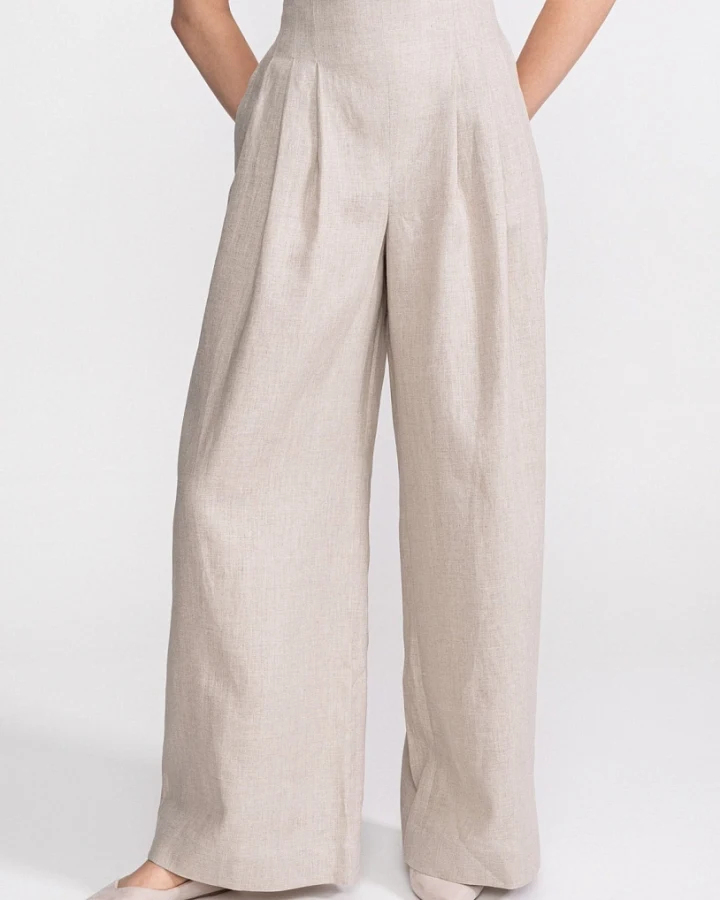 De IONESCU Damen vegan Hose High Waist Deva Beige