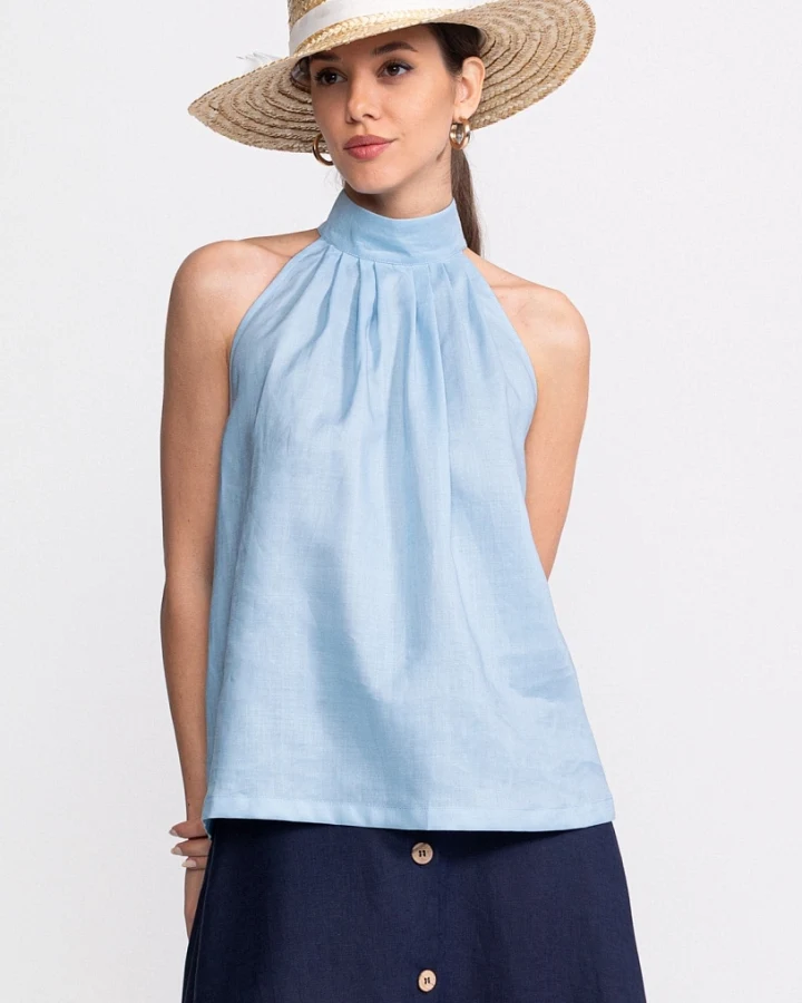De IONESCU Damen vegan Neckholder Top Tismana Aqua