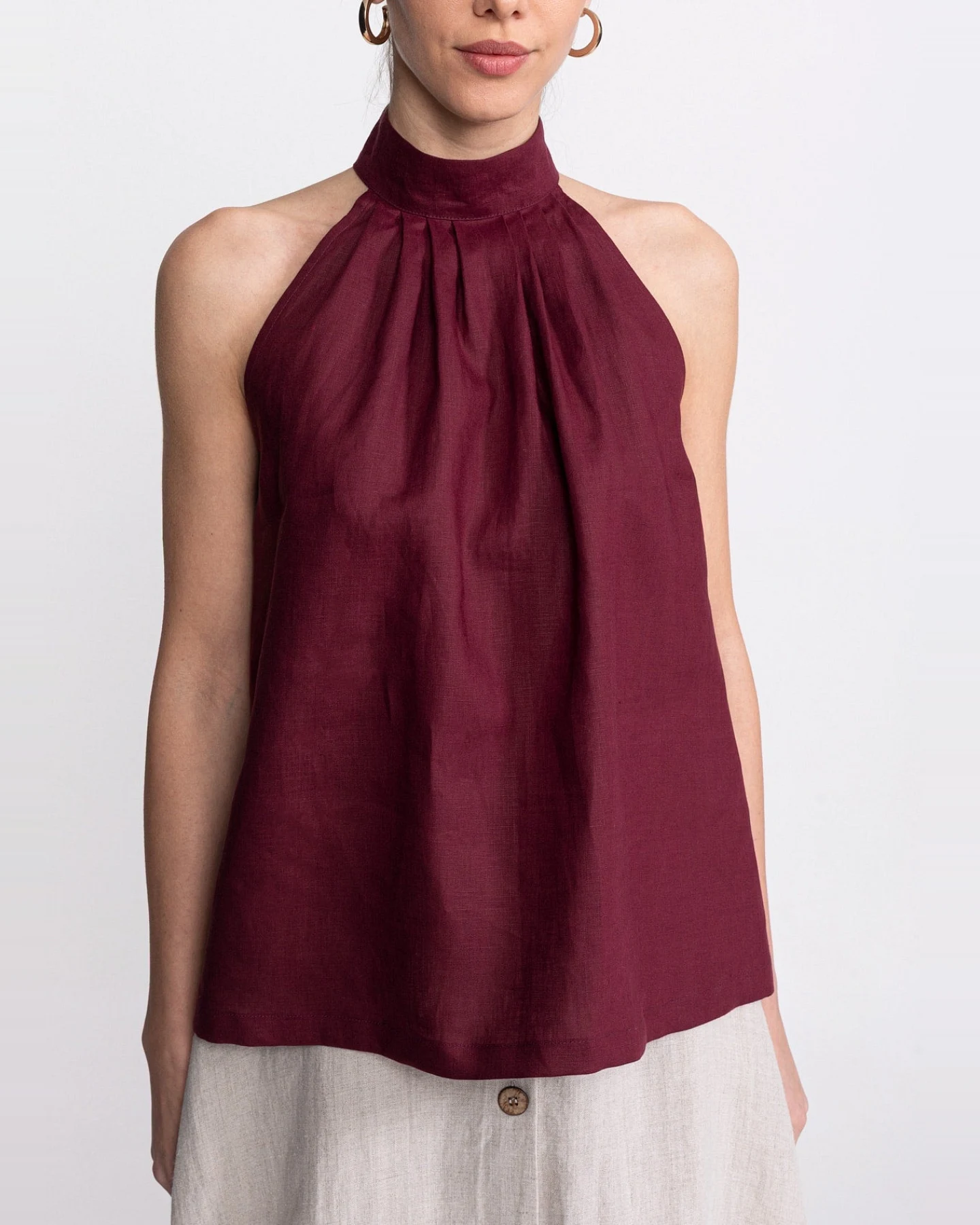 De IONESCU Damen vegan Neckholder-Top Tismana Bordeaux – Ansicht 2