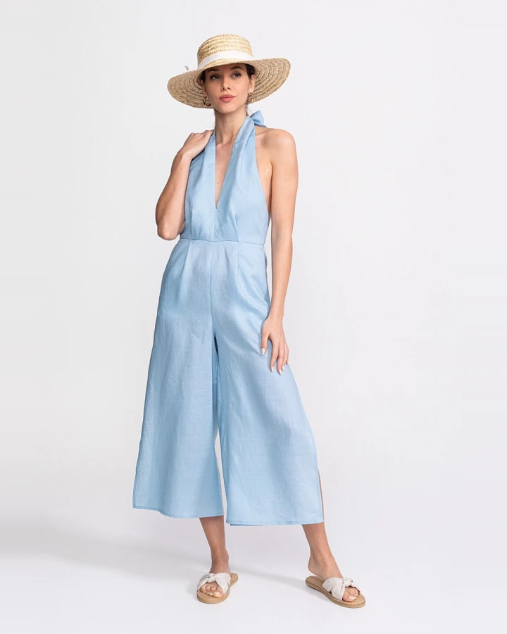 De IONESCU Damen vegan Jumpsuit Eforie Aqua