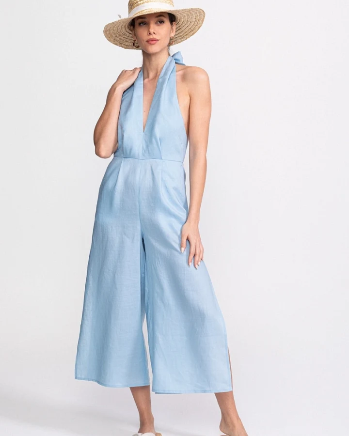 De IONESCU Damen vegan Jumpsuit Eforie Aqua