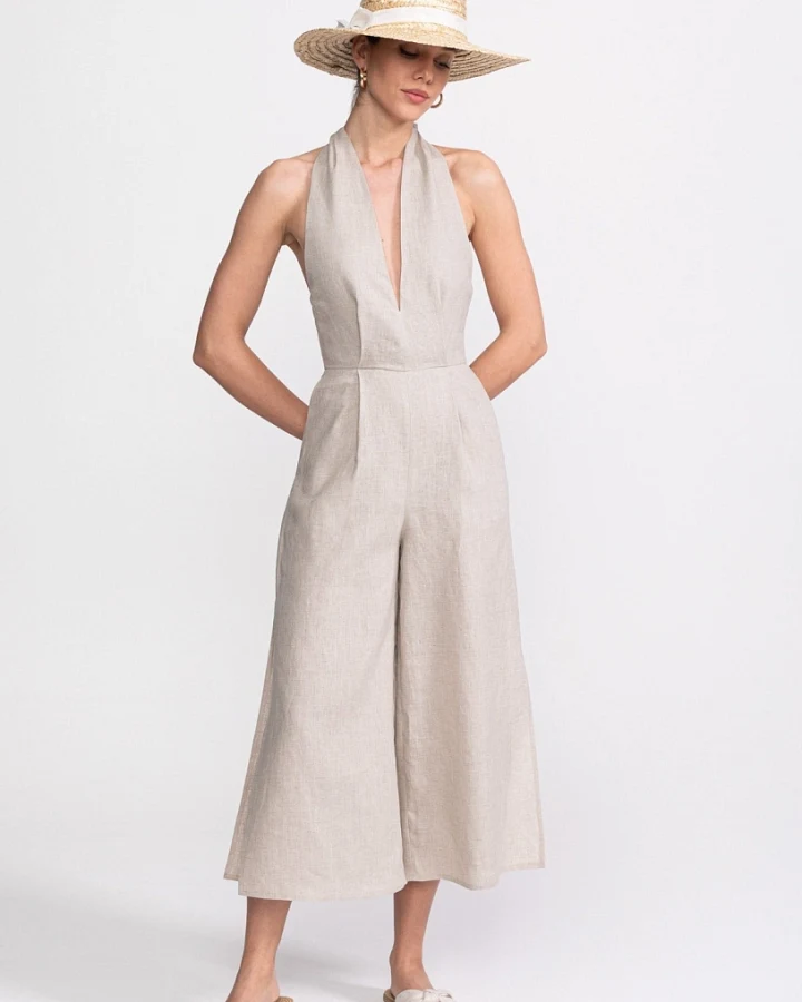 De IONESCU Damen vegan Jumpsuit Eforie Beige