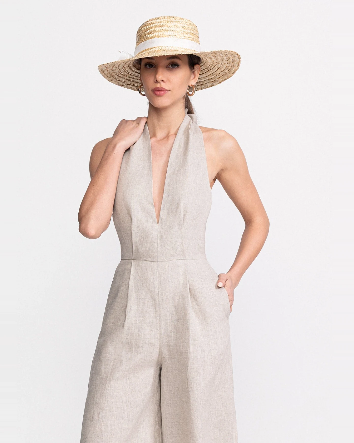 De IONESCU Damen vegan Jumpsuit Eforie Beige – Ansicht 2