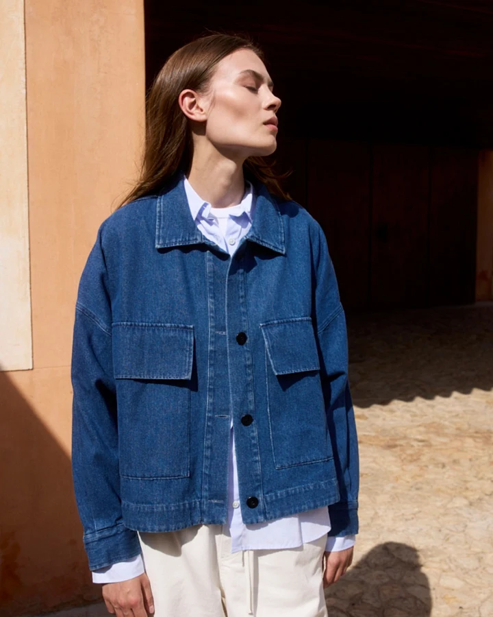 WOTE Damen vegan Jacke Denim Blau