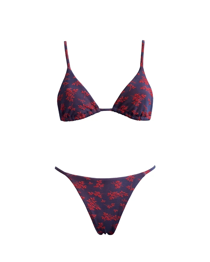 Anekdot Damen vegan Bikini Set Olbia Floral Jacquard Blau/Rot
