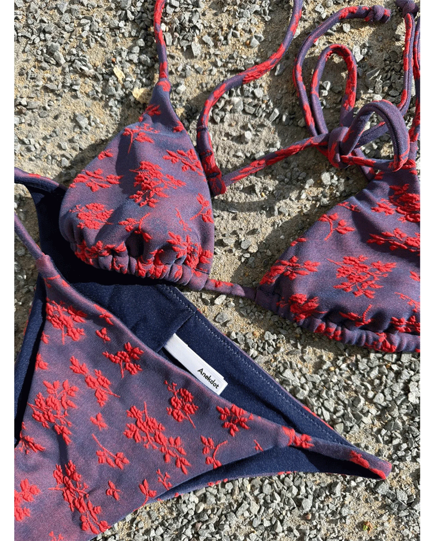 Anekdot Damen vegan Bikini Set Olbia Floral Jacquard Blau/Rot – Ansicht 2