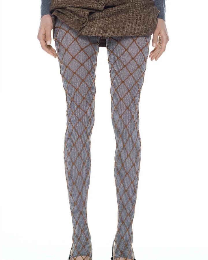Swedish Stockings Damen vegan Leggings Double August Barron Beige/ Silber