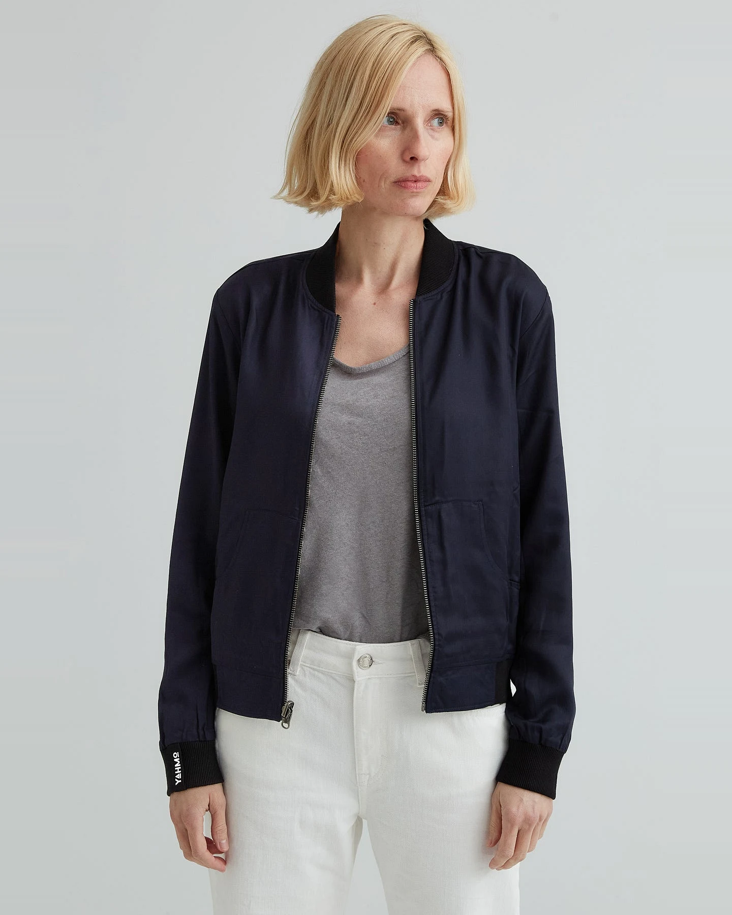 Yahmo Damen vegan Jacke Bomber Reversible Ruth Bird/Navy – Ansicht 2