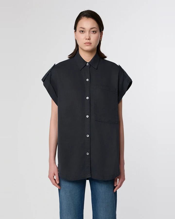 Dawn Damen vegan Hemd Air Oversize Dunkelmarine