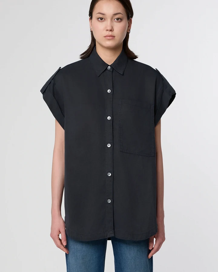 Dawn Damen vegan Hemd Air Oversize Dunkelmarine