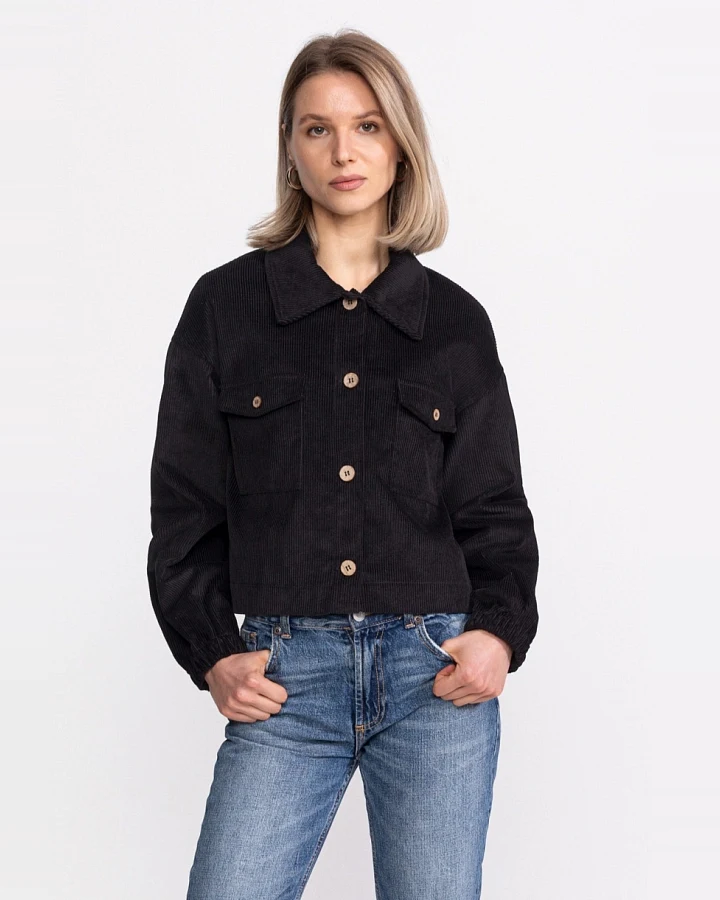 De IONESCU Damen vegan Jacke Corduroy Sibiel Schwarz