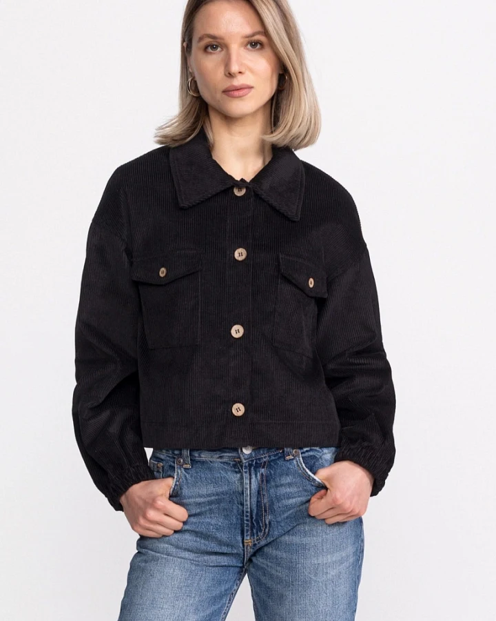 De IONESCU Damen vegan Jacke Corduroy Sibiel Schwarz