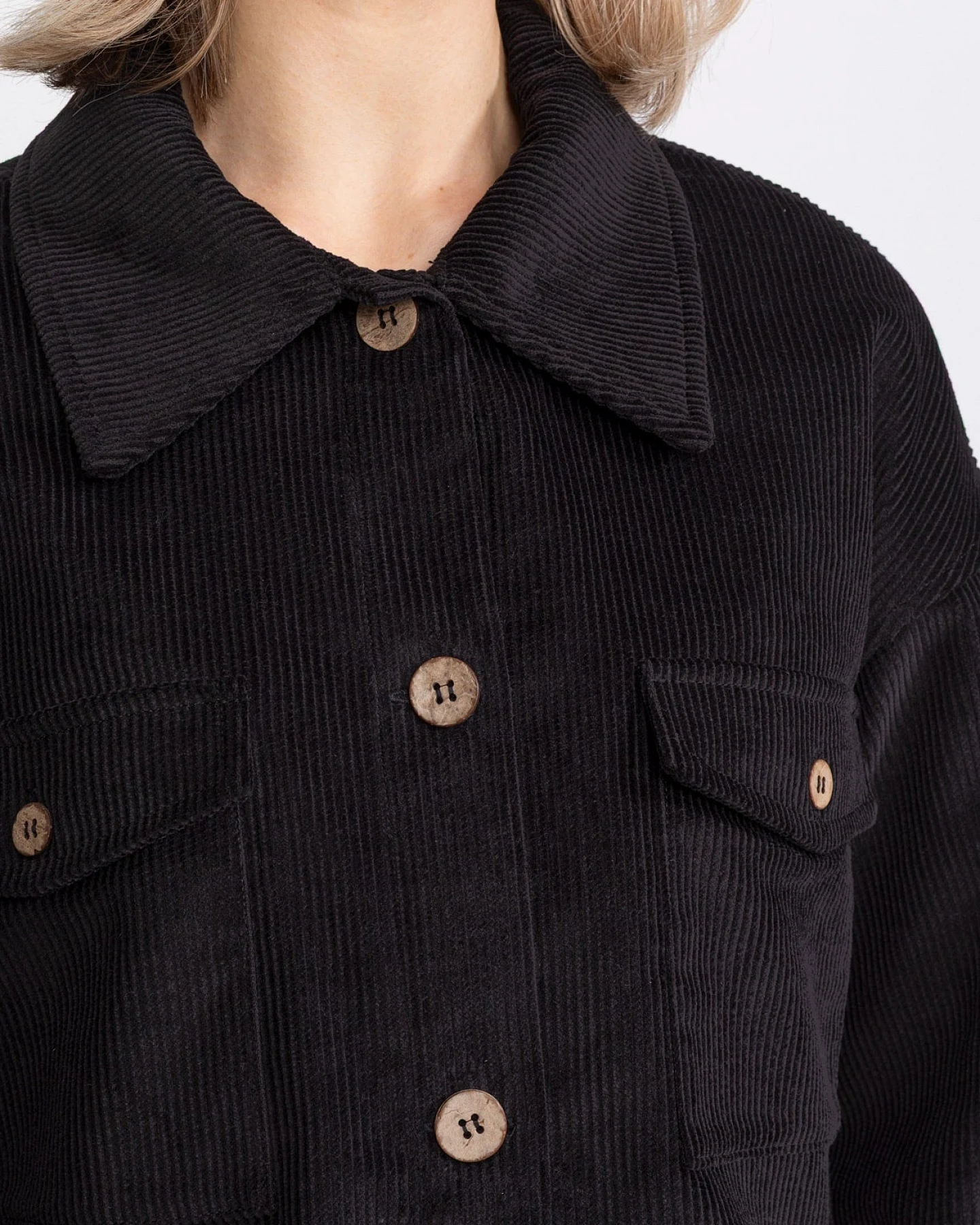 De IONESCU Damen vegan Jacke Corduroy Sibiel Schwarz – Ansicht 2