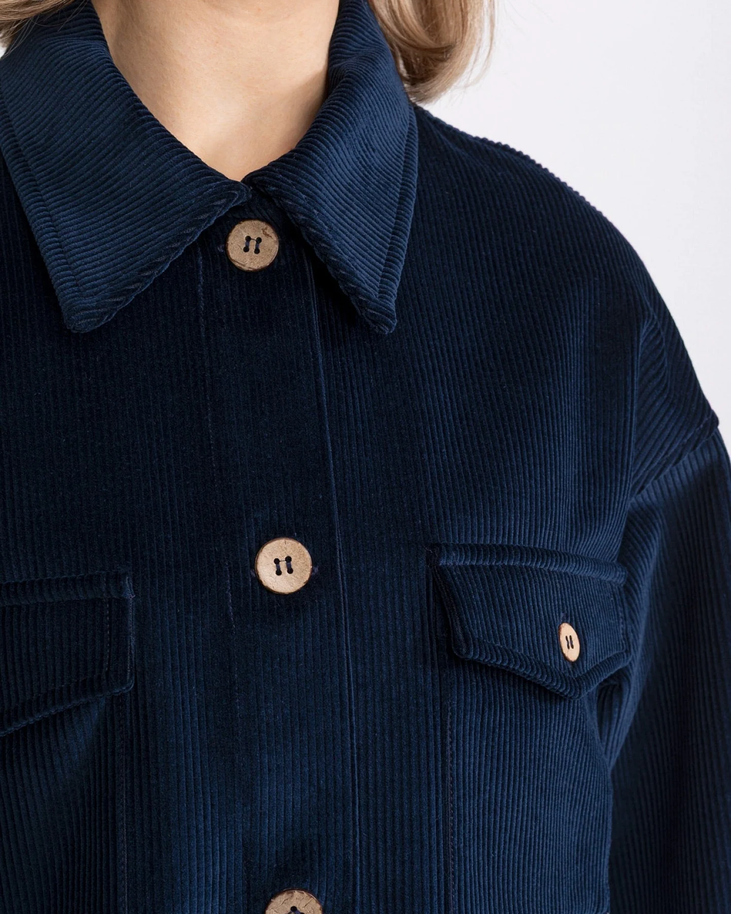 De IONESCU Damen vegan Jacke Corduroy Sibiel Blau – Ansicht 2