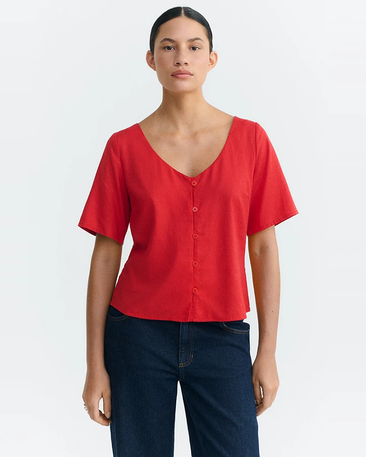 Thinking MU Damen vegan Bluse Leia Clavel Rot