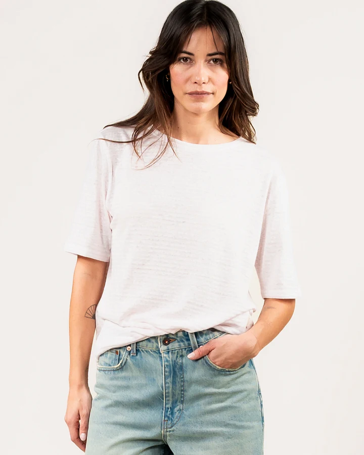 Kuyichi Damen vegan T-Shirt Olivia Gestreift Hellrosa