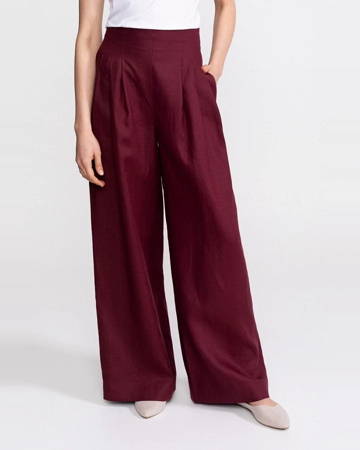 De IONESCU Damen vegan Hose High Waist Deva Bordeaux