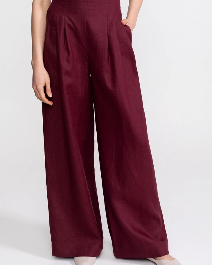 De IONESCU Damen vegan Hose High Waist Deva Bordeaux