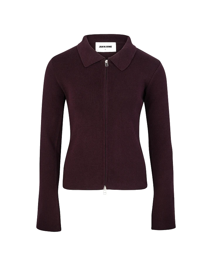 JAN 'N JUNE Damen vegan Zip Strickjacke Tyrie Kirsche Lack