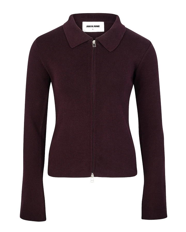 JAN 'N JUNE Damen vegan Zip Strickjacke Tyrie Cherry Lacquer