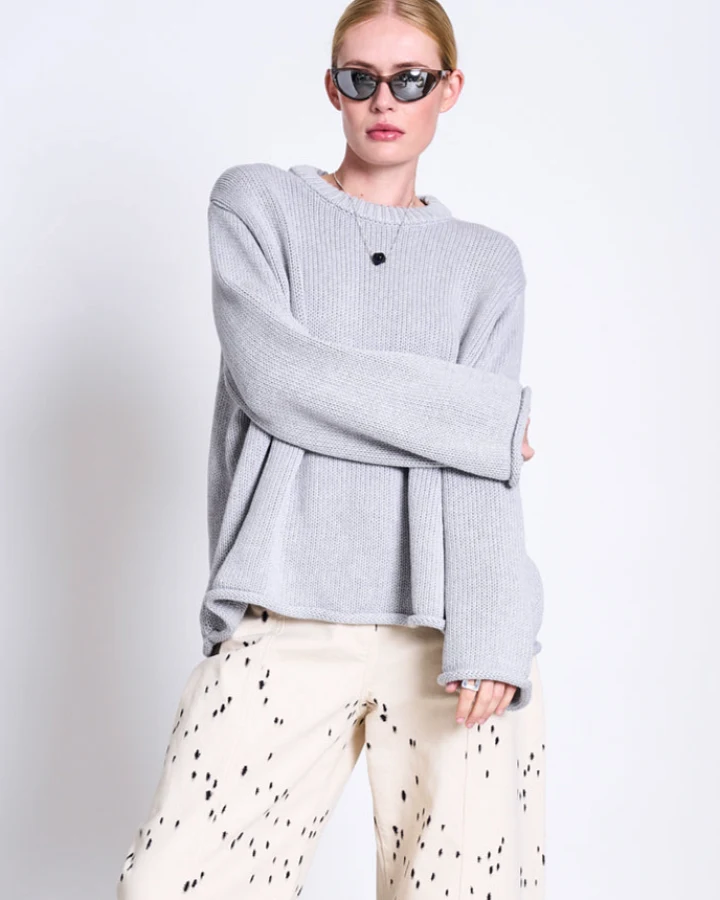 JAN 'N JUNE Damen vegan Pullover Sona Hellgrau