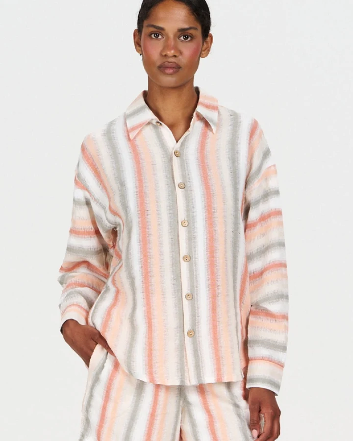 KOMODO Damen vegan Hemd Sunset Stripe Multicolour