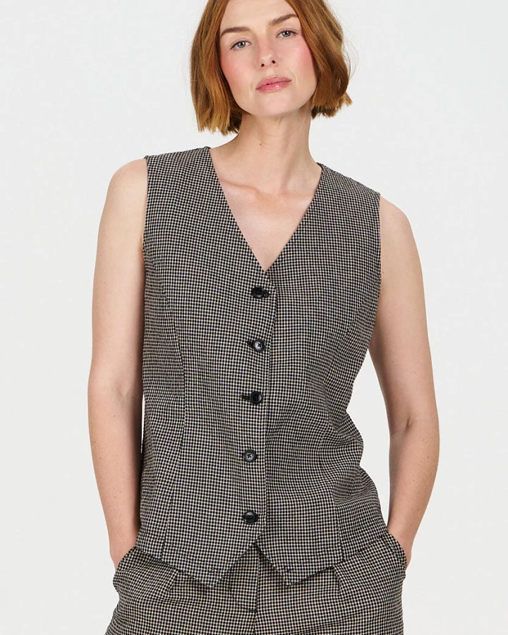 KOMODO Damen vegan Weste Tessa Check