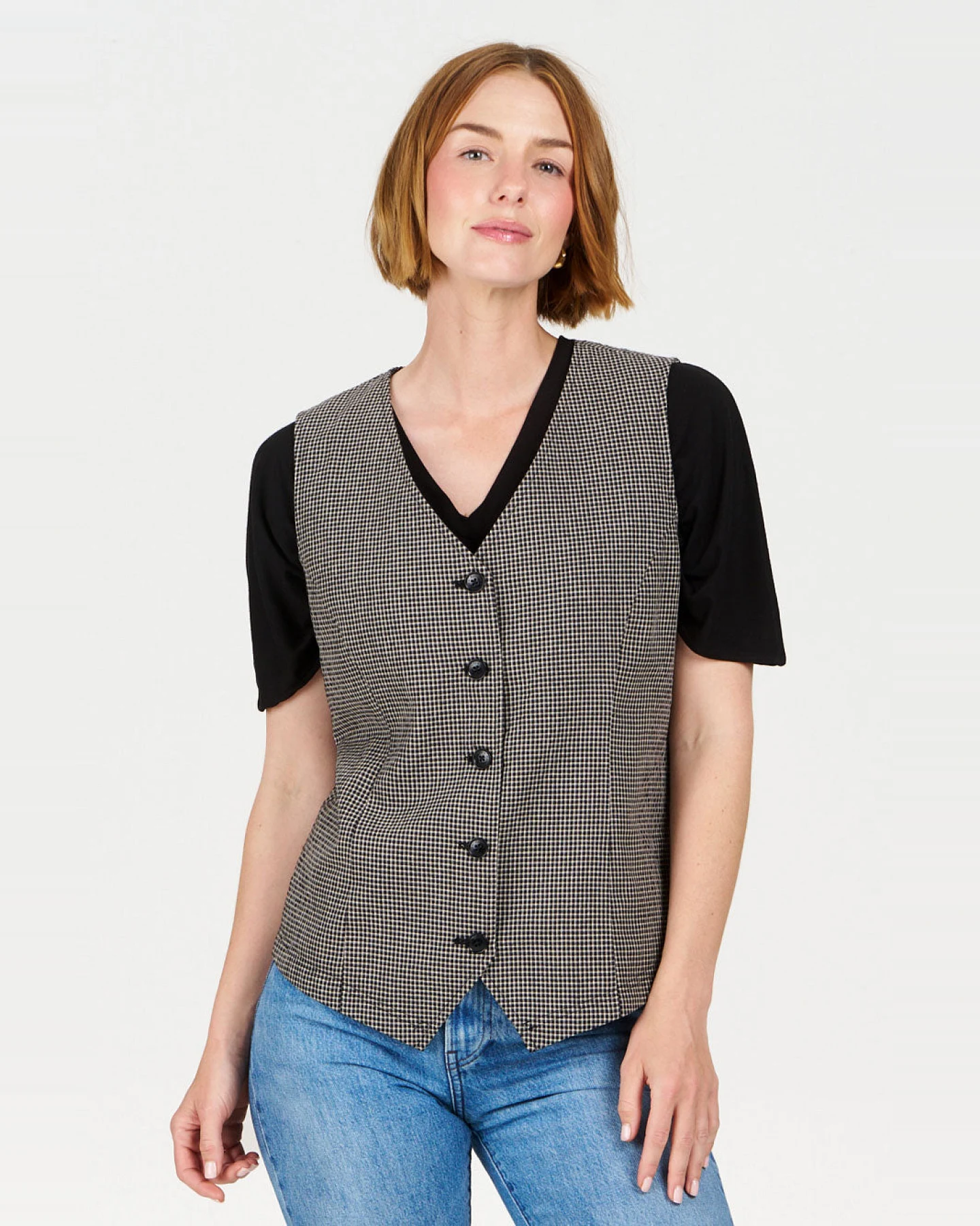 KOMODO Damen vegan Weste Tessa Check – Ansicht 2