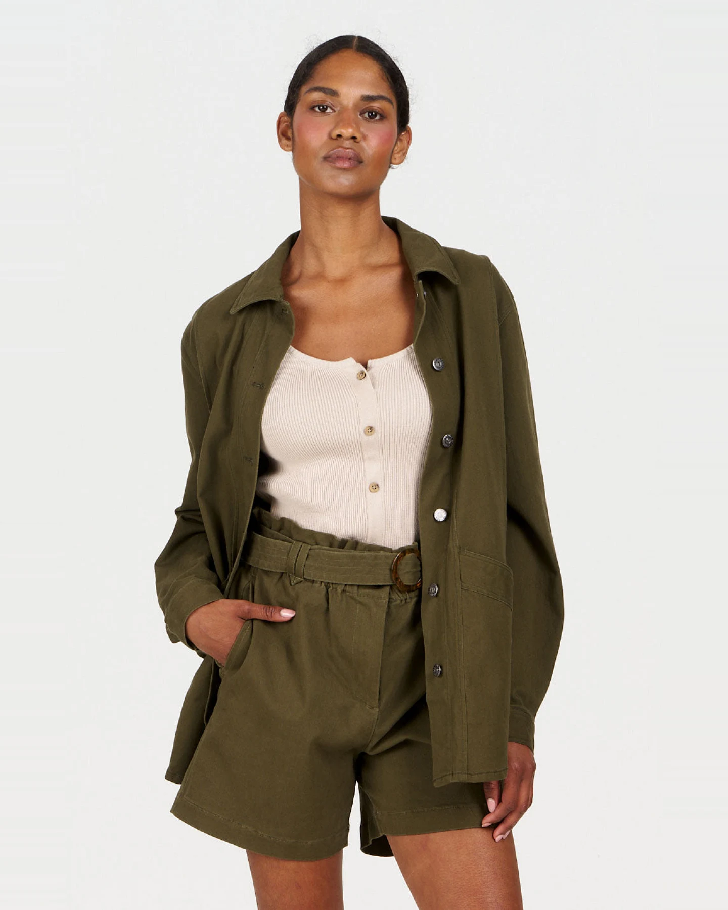 KOMODO Damen vegan Jacke Chore Khaki – Ansicht 2
