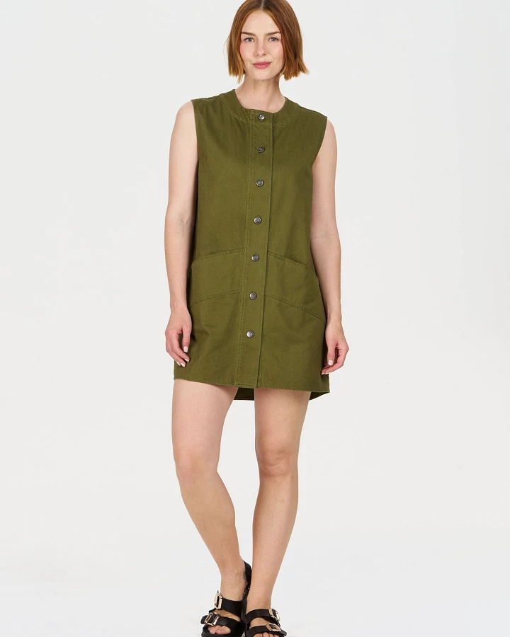 KOMODO Damen vegan Kleid Rosie Khaki