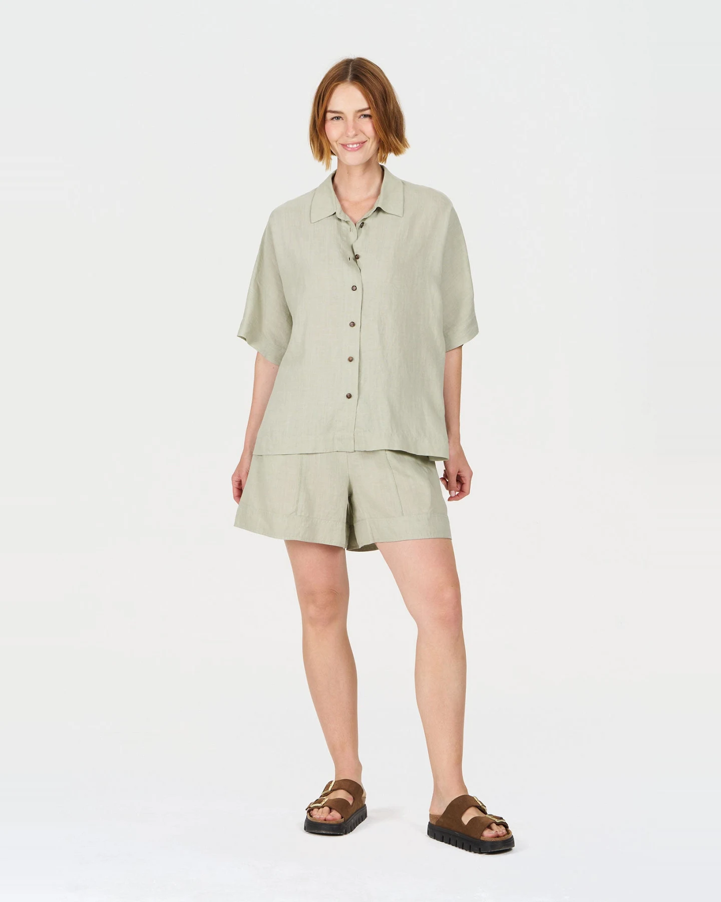 KOMODO Damen vegan Hemd Kimono Weiches Salbei – Ansicht 2