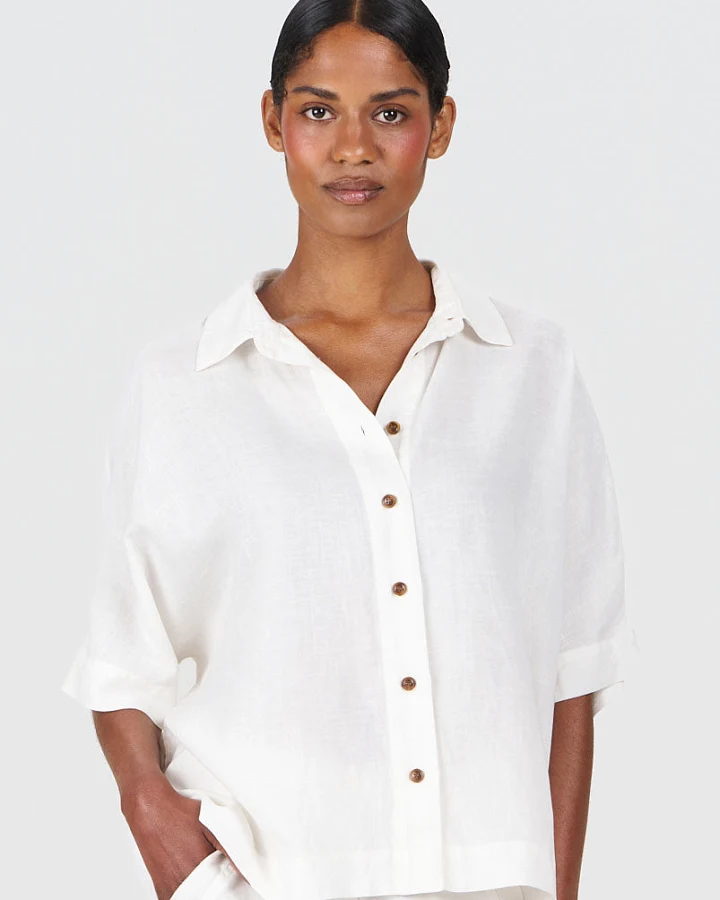 KOMODO Damen vegan Hemd Kimono Weiß