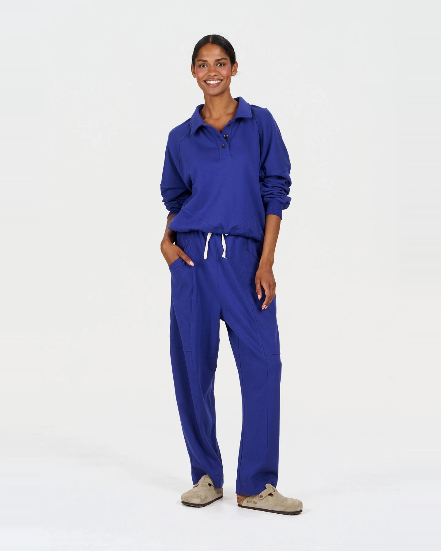 KOMODO Damen vegan Sweatshirt Teppiche Blau – Ansicht 2