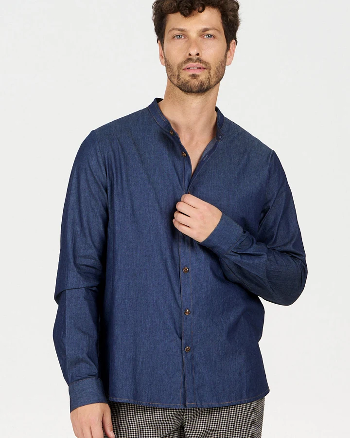 KOMODO Herren vegan Hemd Robbie Chambray Mid Wash Blau