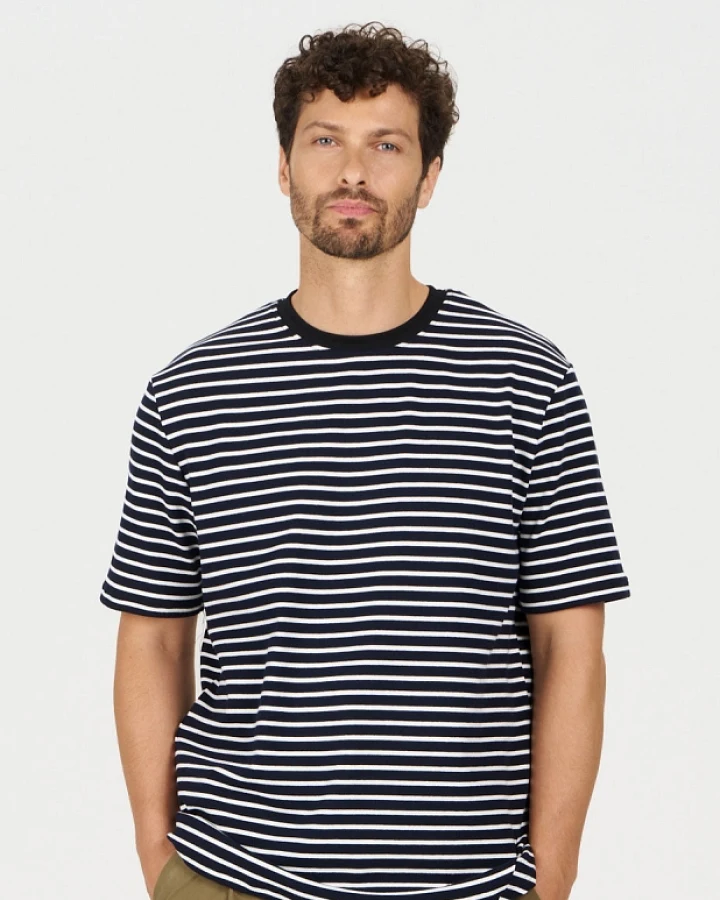 KOMODO Herren vegan Oberteil Claude Marineblau Gestreift